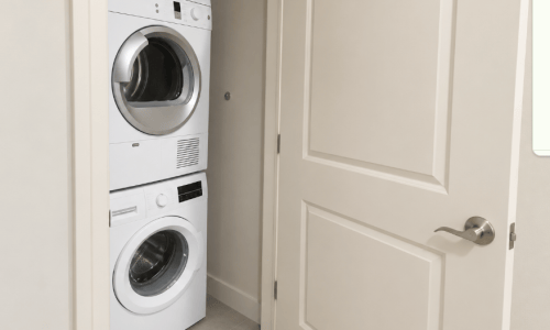 In-home stacked washer and dryer at The Pepper Building in Philadelphia